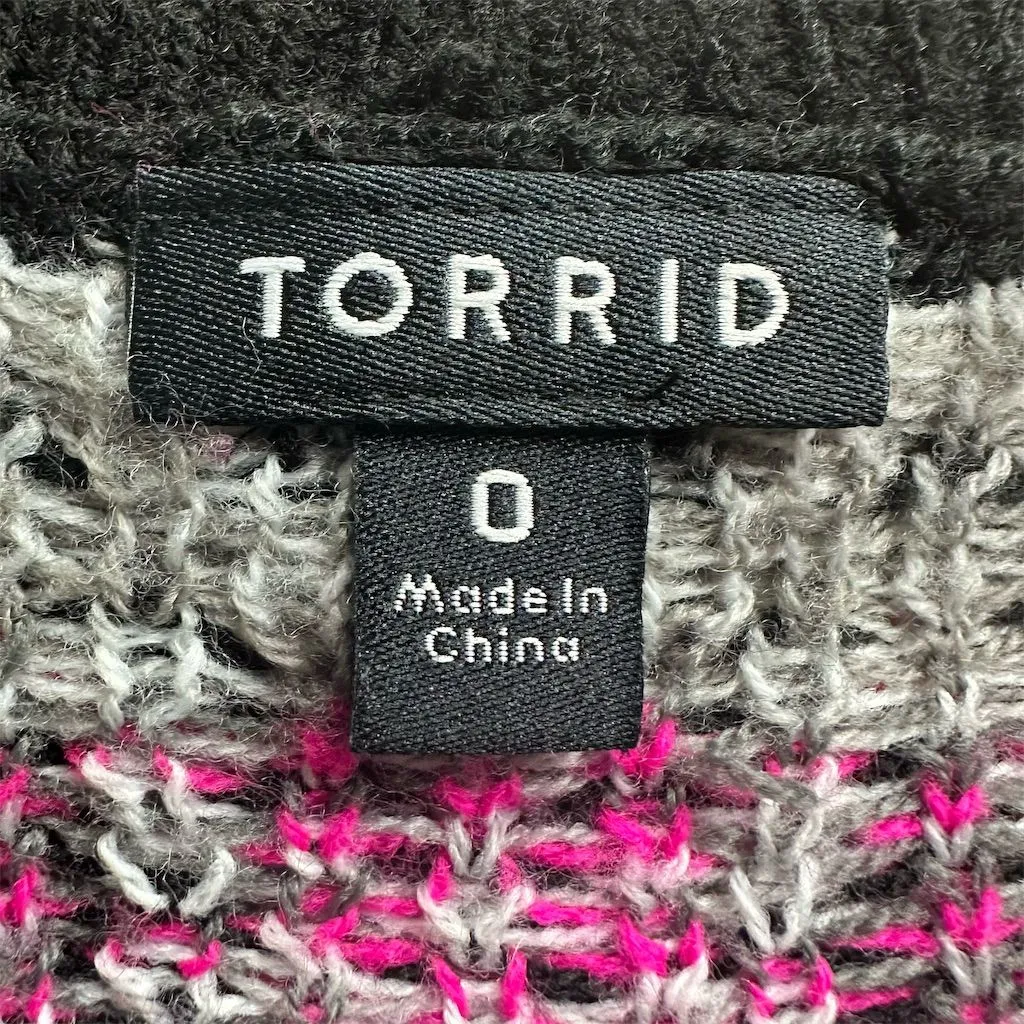 Torrid Women's L Black & Hot Pink Fair Isle Pullover Sweater Cozy Winter - Image 7