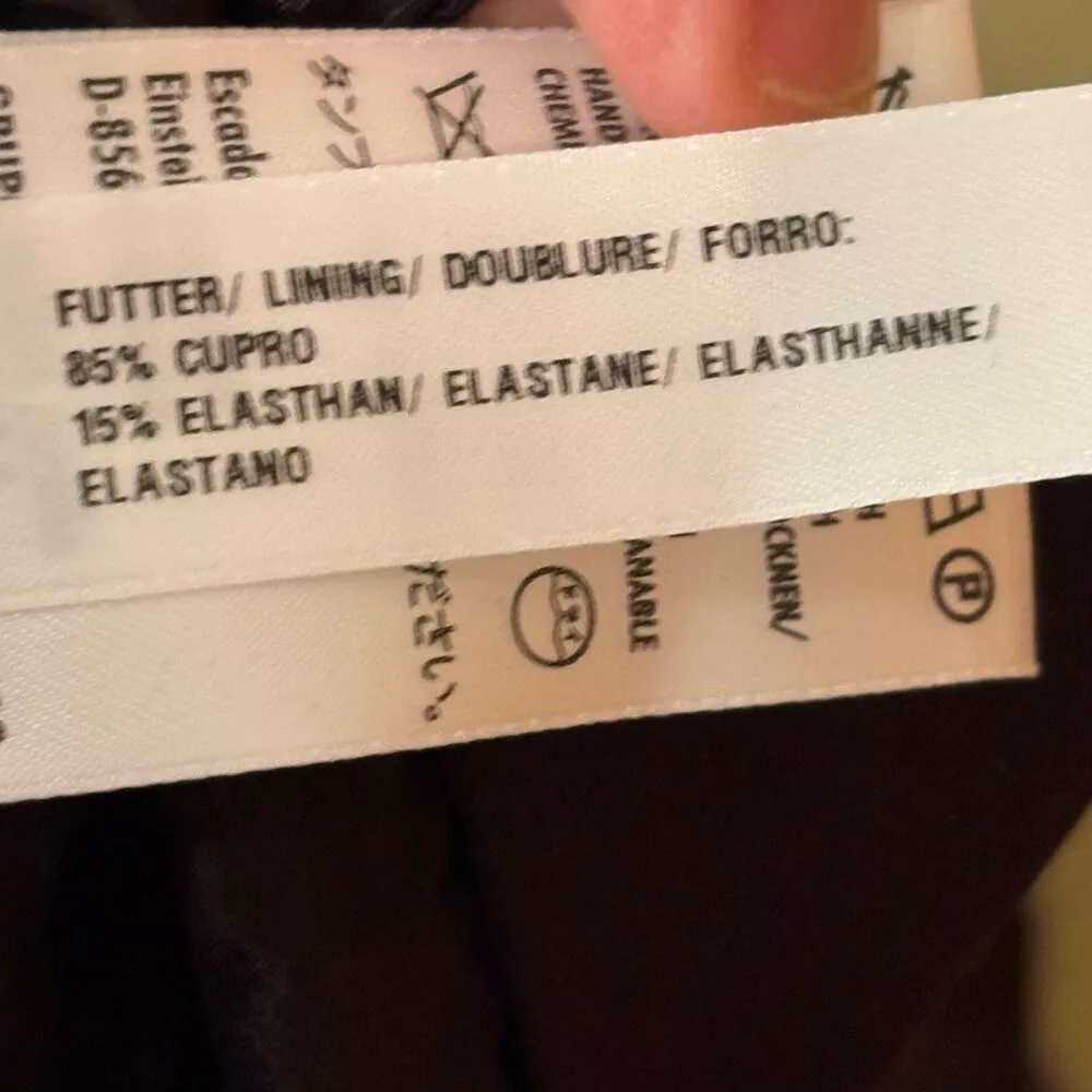 Escada side ruched wool blend cap sleeve dark brown/black dress size EU36 or S Brown - Image 8