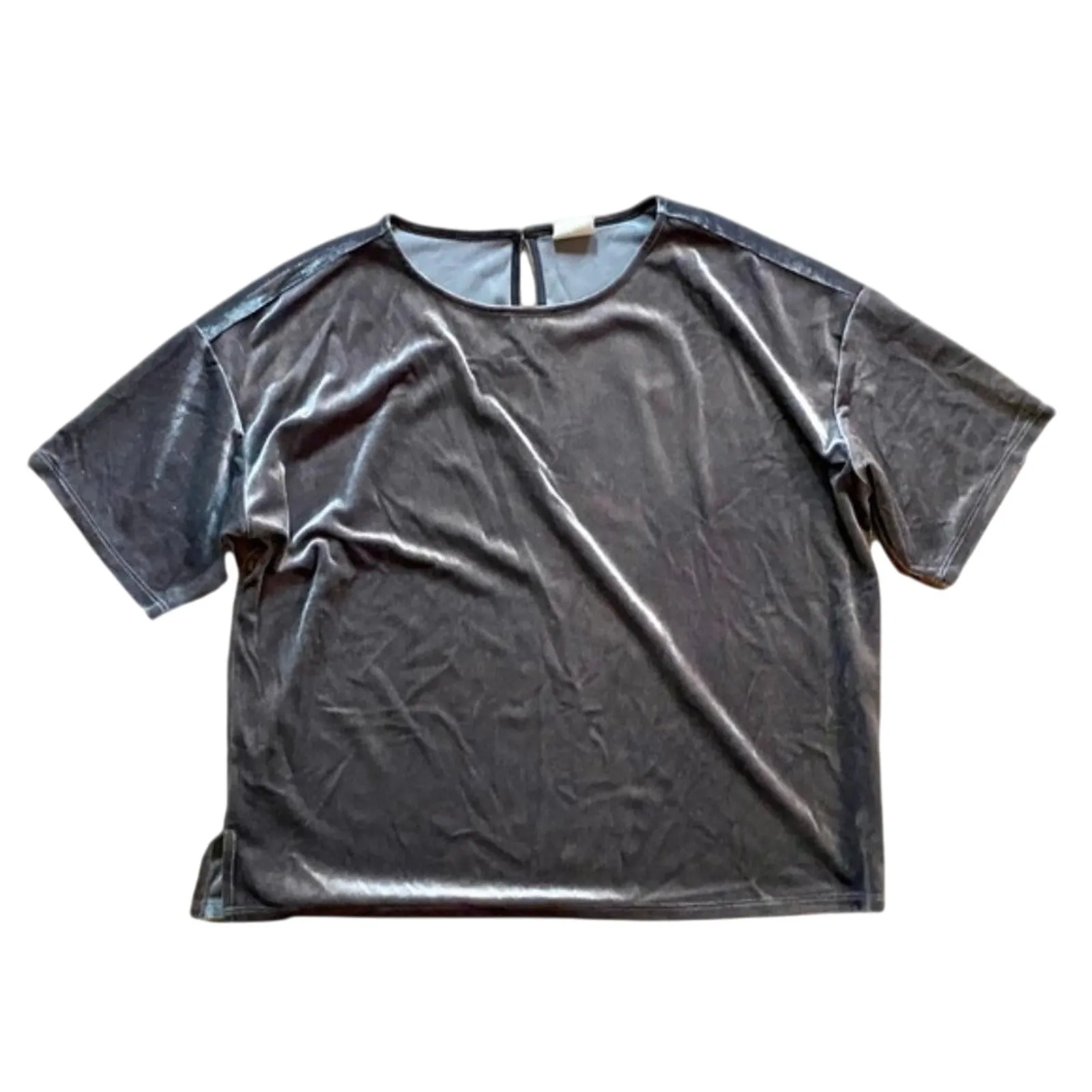 Matilda Jane’s Good Hart Parthenon Velour Cropped Shirt Gray Womens Medium - Image 13