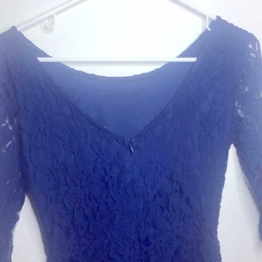 LUSH blue lace mini dress lined with V back - Image 5