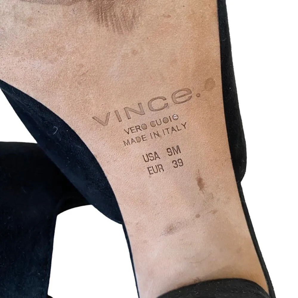 Vince Black Tanay Suede Leather Slide Mule Block Heel size 9 - Image 11
