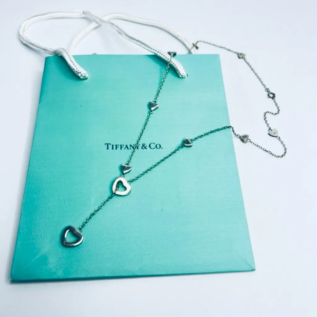 Vintage Tiffany & Co. Sterling Silver Heart Link Lariat Necklace Retired Edition - Image 5