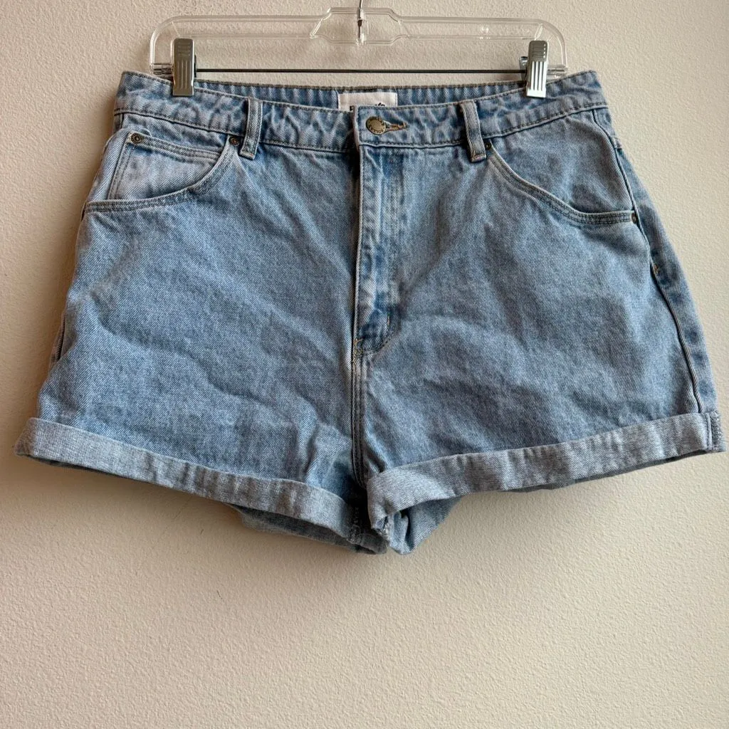 Rollas Dusters High Rise Slim Solid Blue Wash Cuffed Size USA 32 Aussie 14 - Image 2