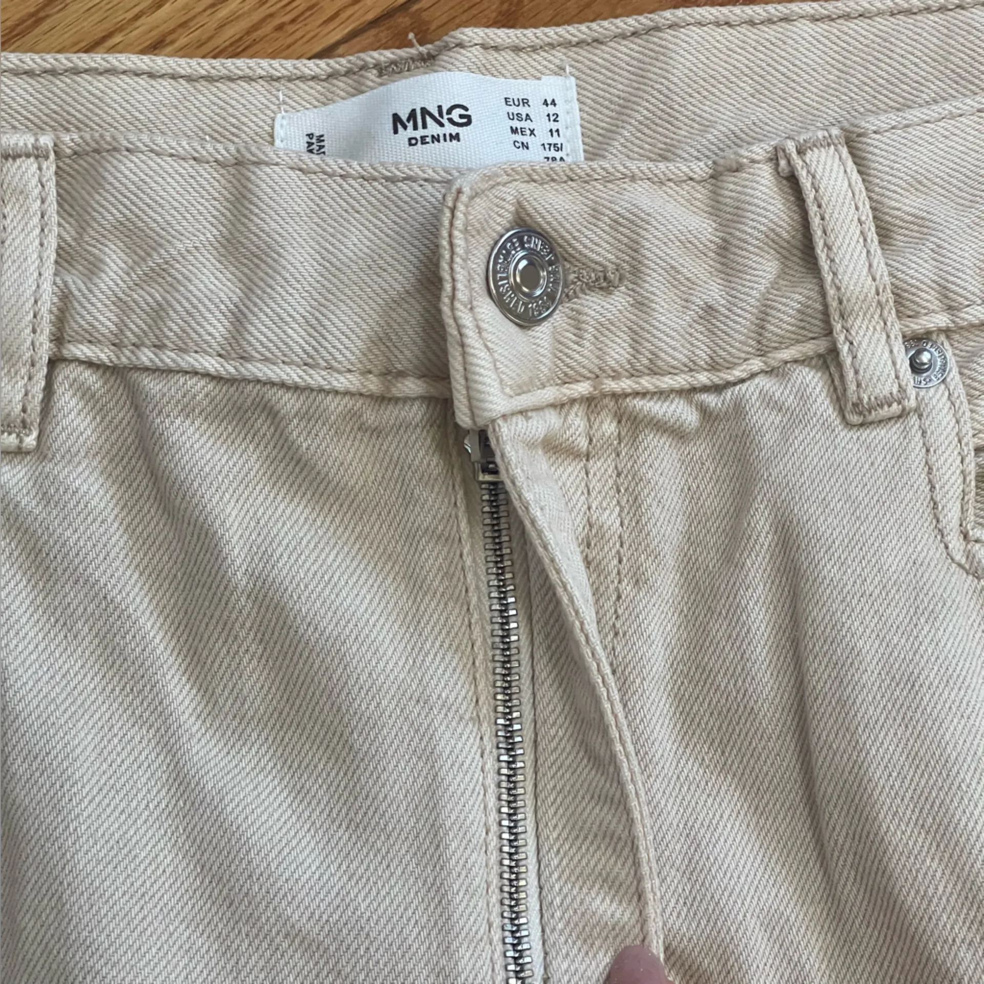 MANGO MNG Denim Rachel High Rise Loose Fit Crop Barrel Jeans - Beige US 12 - Image 11