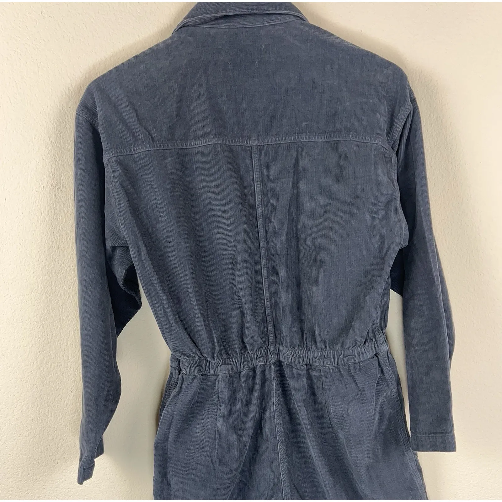 Overlover Blue Corduroy Jumpsuit M Elastic Waist Utility Workwear Made USA Size M - Image 5