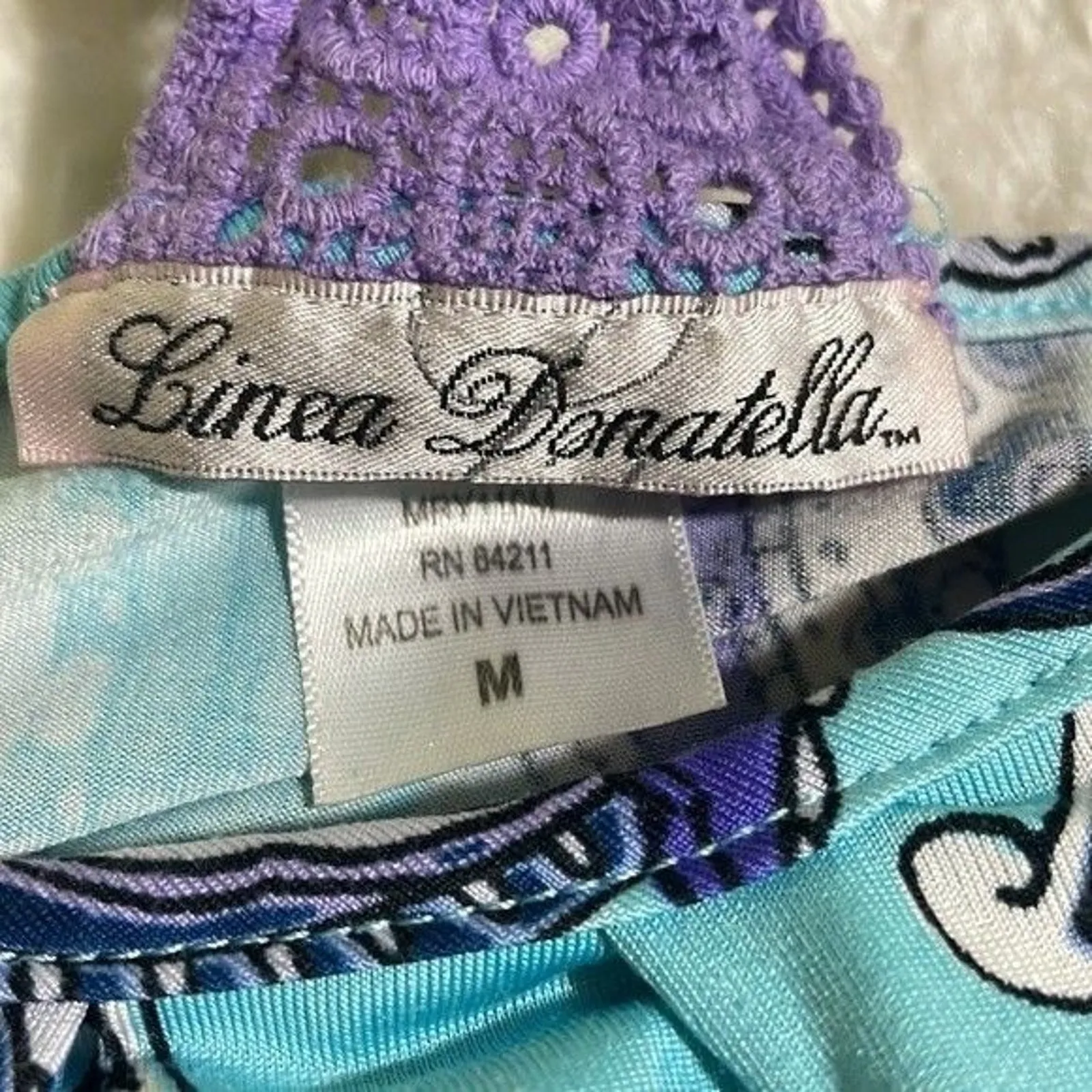 Linea Donatello Nightgown Medium Spaghetti Staps Blue Paisley Print - Image 5