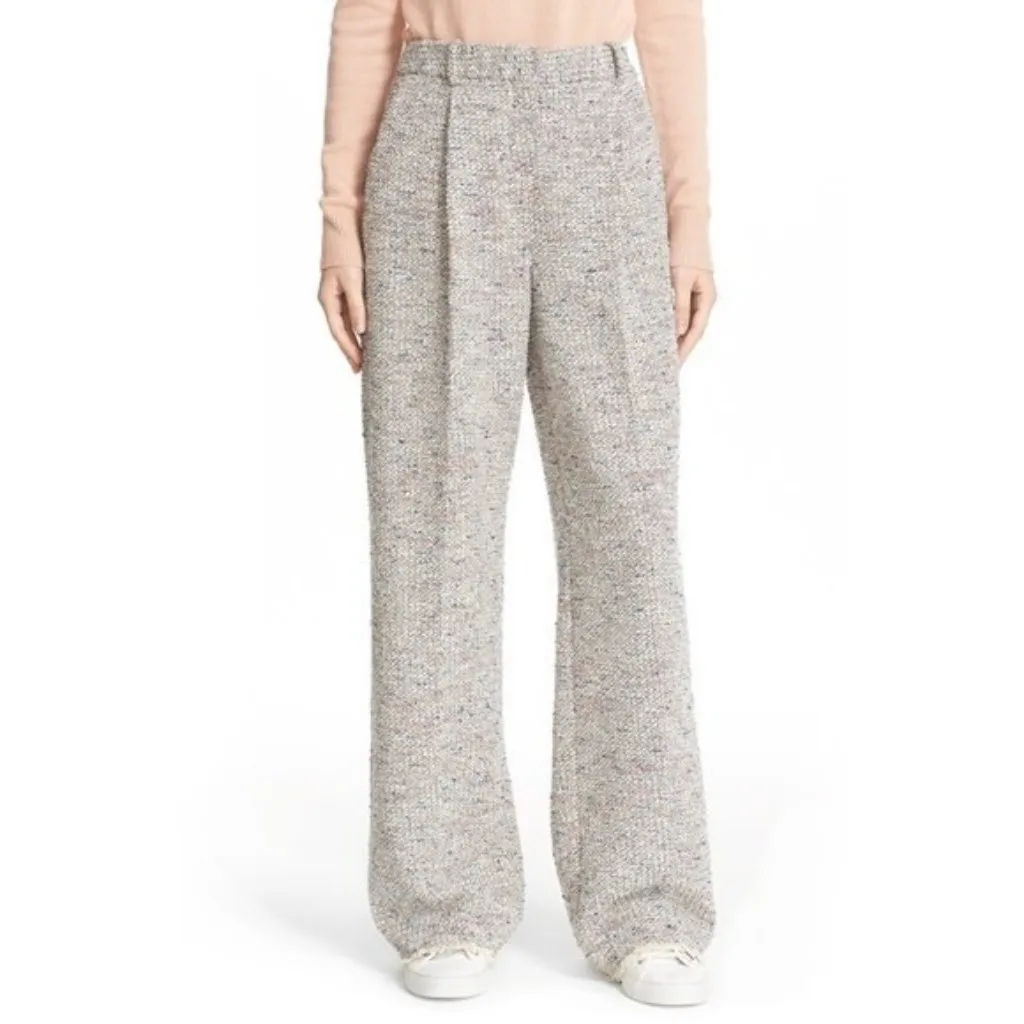 NWT Theory Adamaris in Tweed Single Pleat Wide Leg Fringe Hem Pants 6 x 31 - Image 2