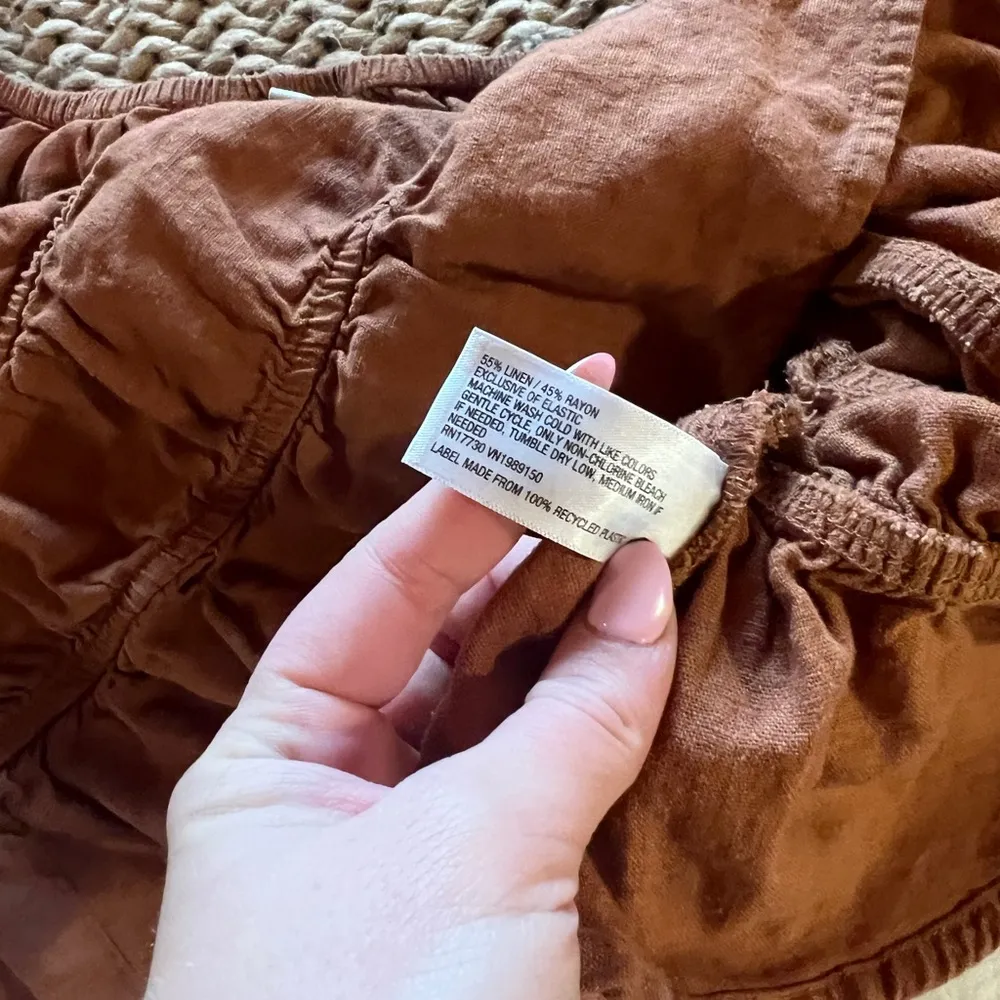 Women's Puff Elbow Sleeve Linen Peasant Shirt Top A New Day - Image 6