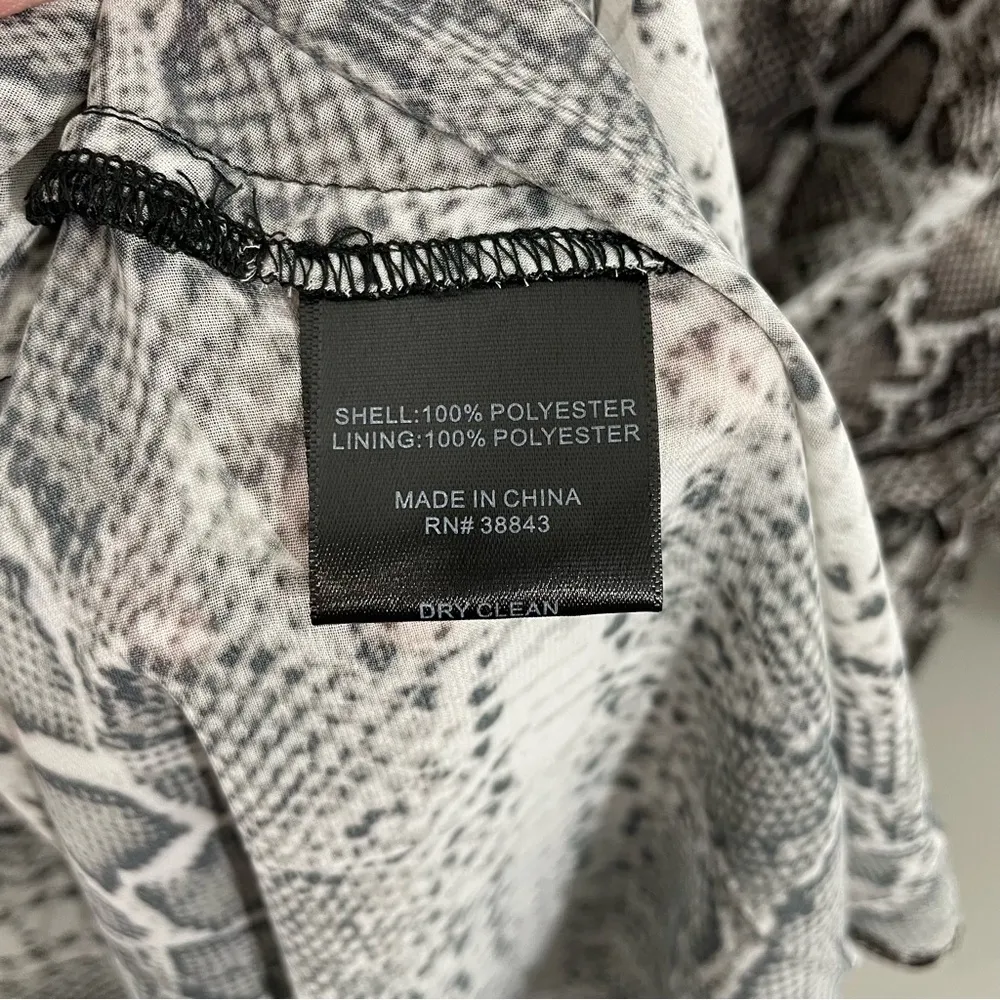 NWT Sam Edelman Snakeskin Tiered Ruffle Long Sleeve Midi Dress Grey Plus Size 1X - Image 7