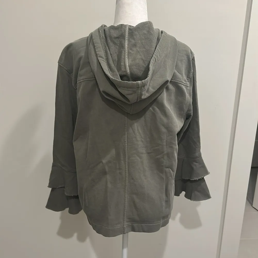 NWT Sanctuary Full Zip Hooded Jacket with Ruffle Sleeves Sz M - Image 4