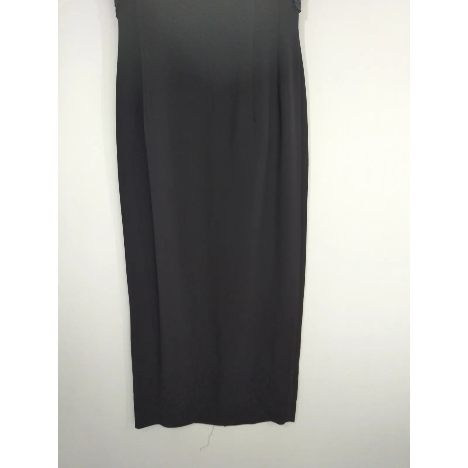 Donna Morgan Lacey Full Length Column Gown - Size 8 - Black Formal Wedding Gala - Image 3