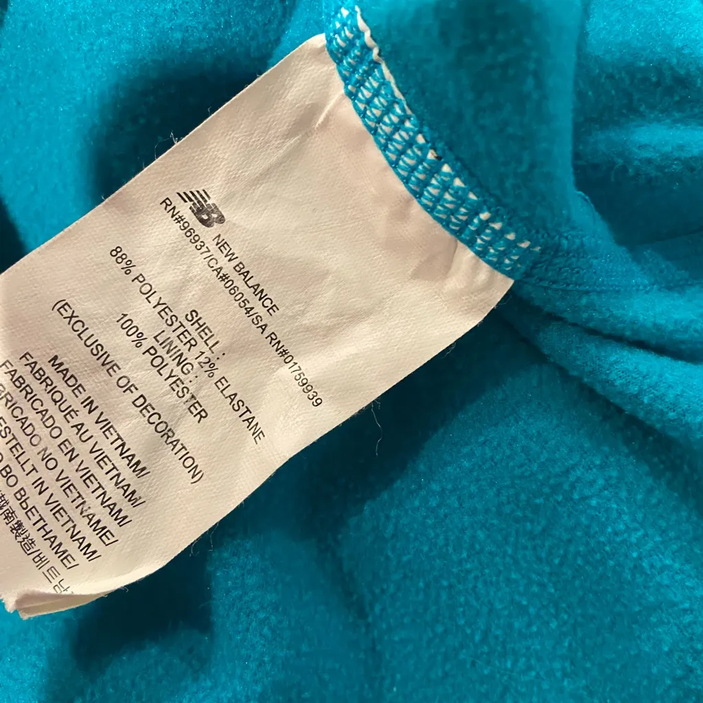 New Balance Size M Turqoise Mock Neck Fleece Half Zip Running Top Thumbholes - Image 12