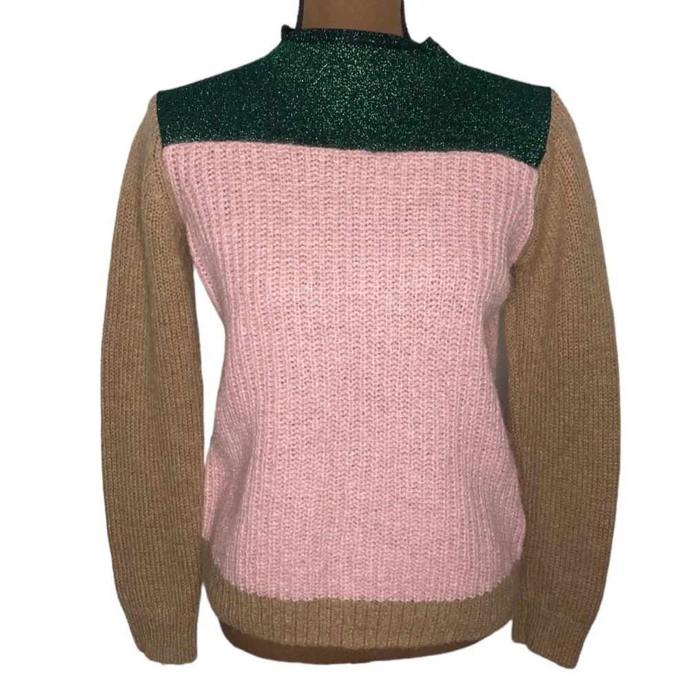 Scotch & Soda OK Bye Selina mohair blend colorblock high neck fuzzy sweater XS - Image 2
