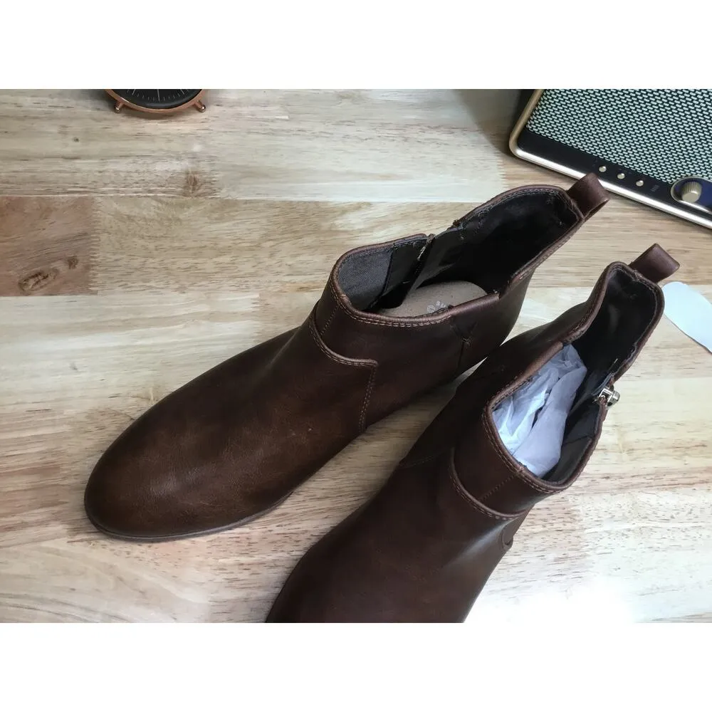 Dr. Scholl's Lawless Women's Brown Leather Side Zipper Almond Toe Ankle Booties Size 9 - Image 5