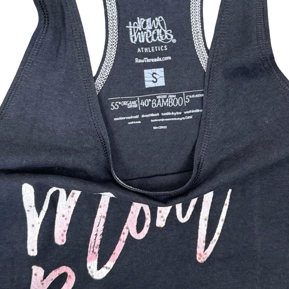 Raw Threads Mom Boss Runner Black Organic Bamboo Racerback Tank Top Small - Image 11