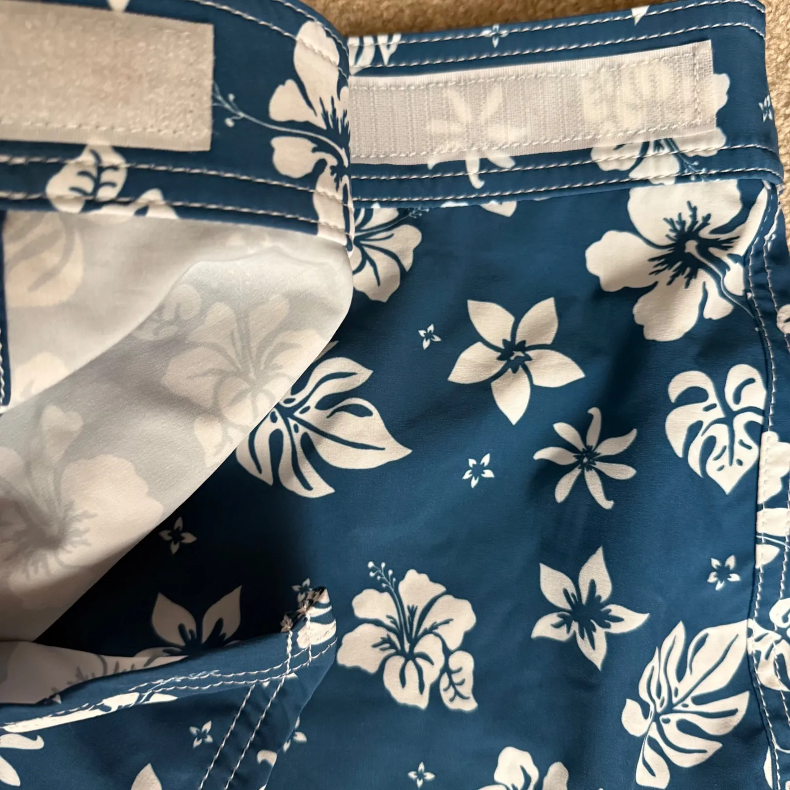 VTG Birdwell Beach Britches‎ Blue Floral Swim Skirt Women's Sz L Made in USA Size L - Image 8