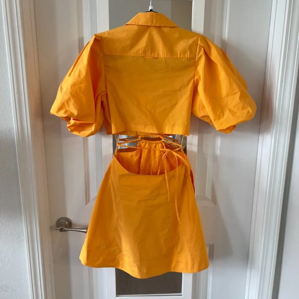 51 Jonathan Sinkhai | Aulora Cutout Poplin Mini Dress | Zinnia | Small Yellow - Image 8