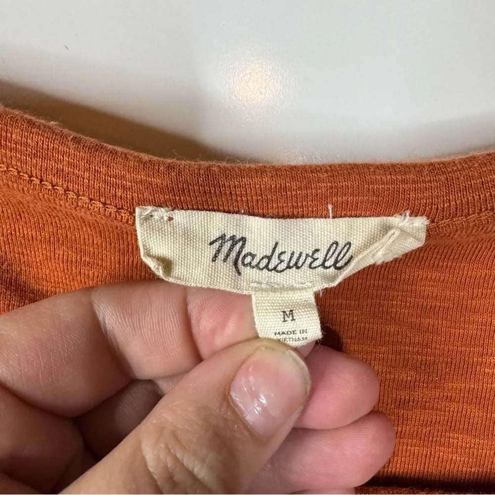 Madewell Rust Square Neck Long Sleeve Shirt Size Medium - Image 3