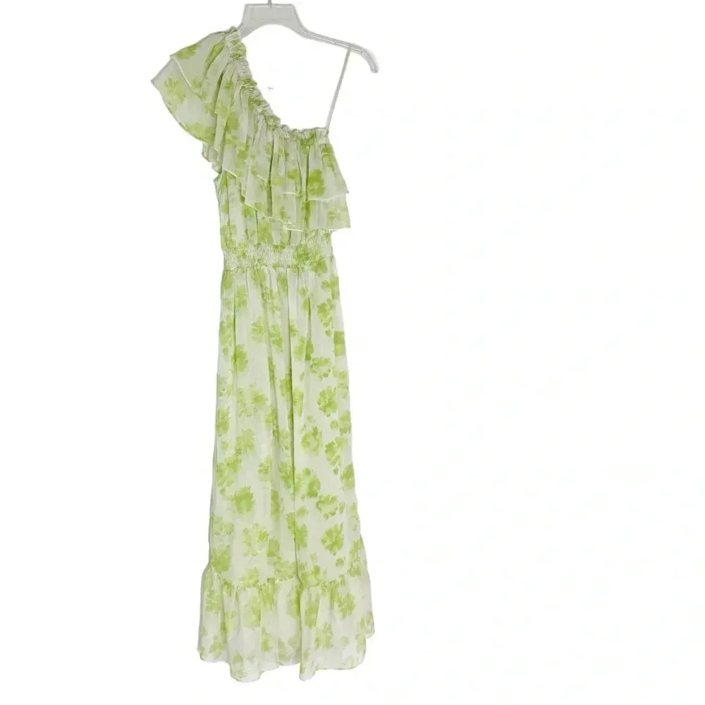 Misa Rumi One Shoulder Asymmetric Ruffle Floral Print Chiffon Dress Size S NWT - Image 7