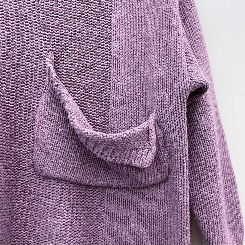 Purple V Neck Sweater High Low Pocket Size XS - Image 84