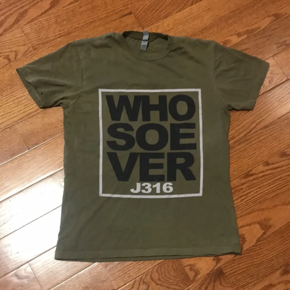 Whosoever John 3:16 army green tee - Image 2
