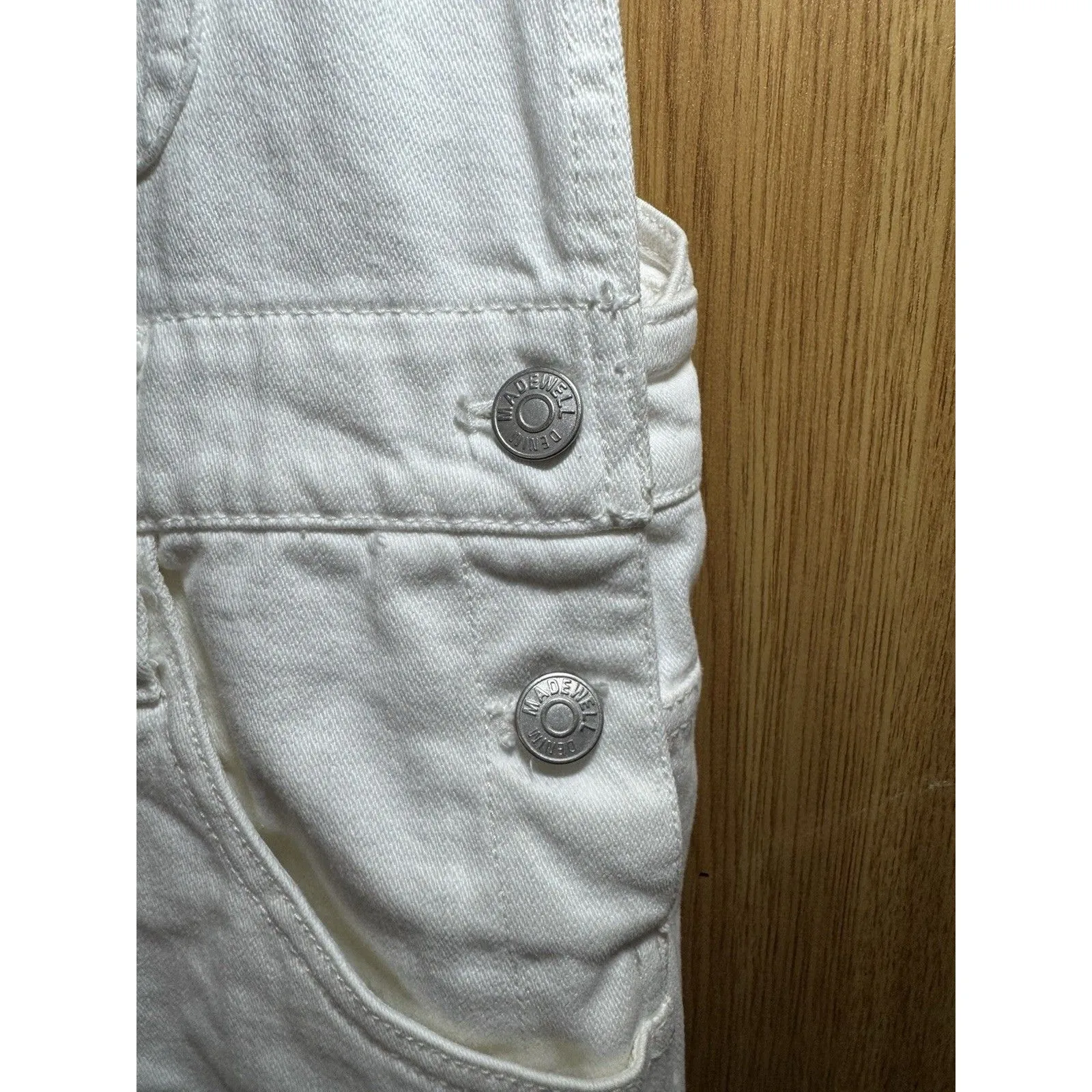MADEWELL Straight Leg Denim Jeans Overalls Women Size SMALL  White - Image 6