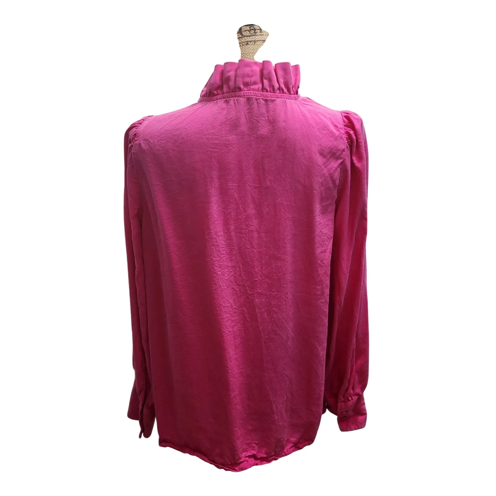Crown‎ & Ivy Women's Pink Ruffle Collar Long Sleeve Blouse Top - L - Image 3