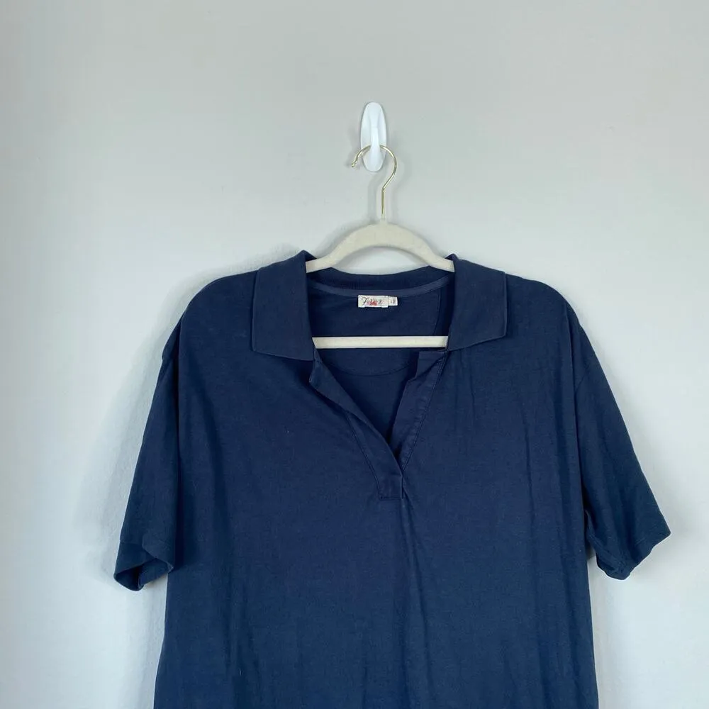 FAHERTY Sunwashed Pique Polo Dress Navy Blue Size Large Preppy Summer Classy - Image 4