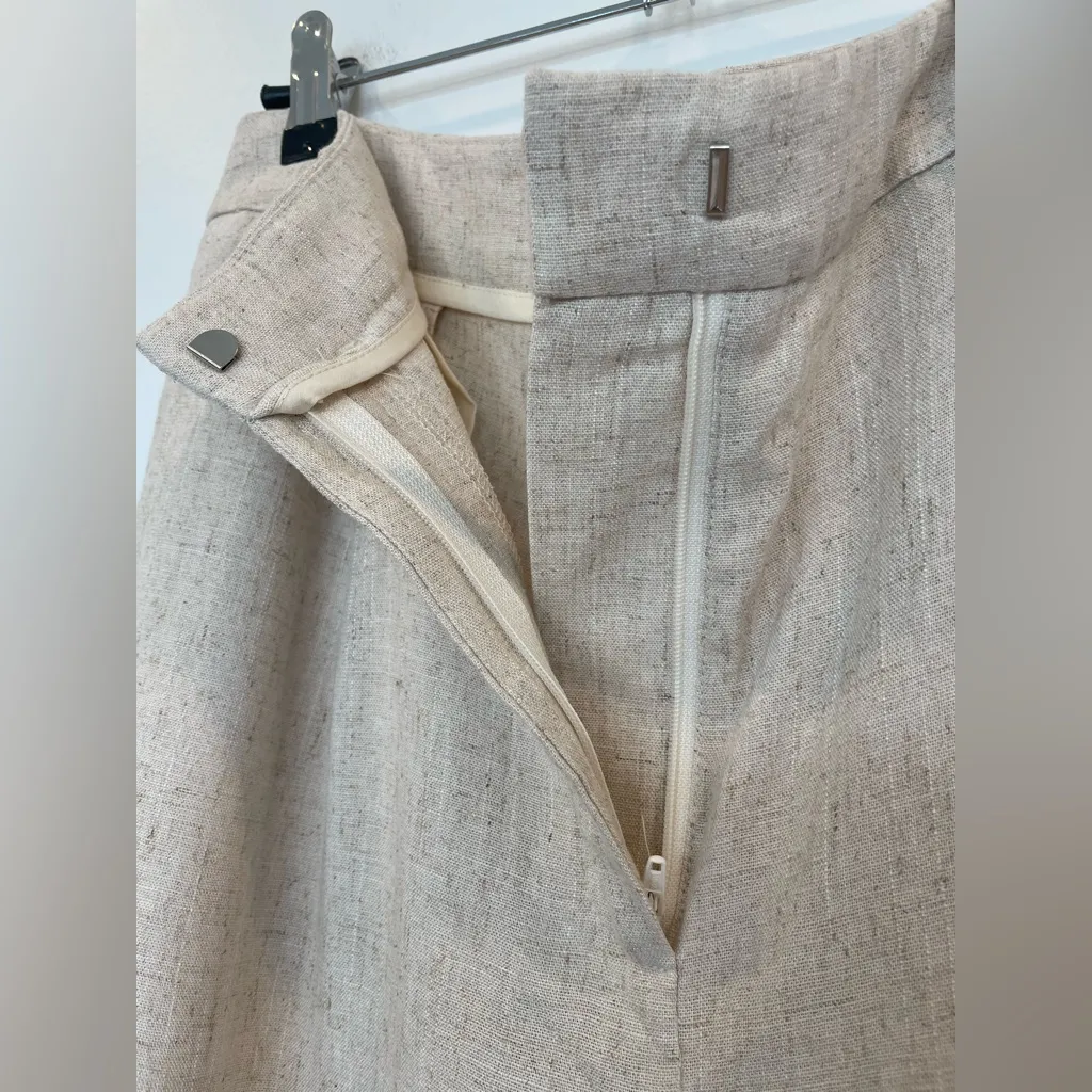 NWT Commense Beige Linen Wide Leg Trouser Pants Old Money Quiet Luxury Aesthetic Tan Size M - Image 5