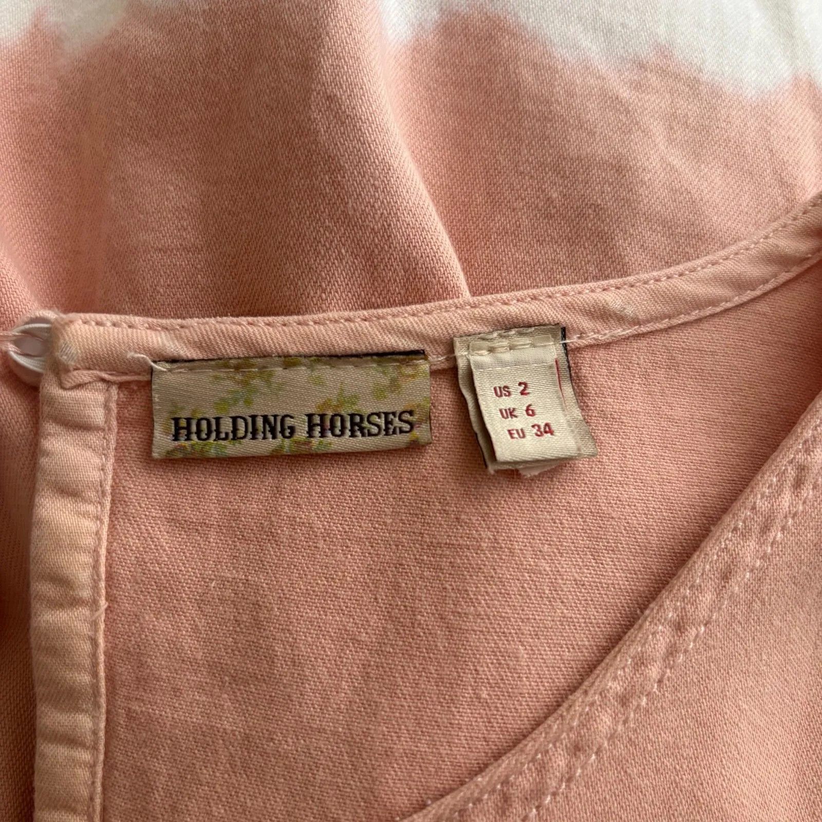 Anthropologie Holding Horses Lilibet Dip Dye Dress Peach Pink Western US Size‎ 2 - Image 6