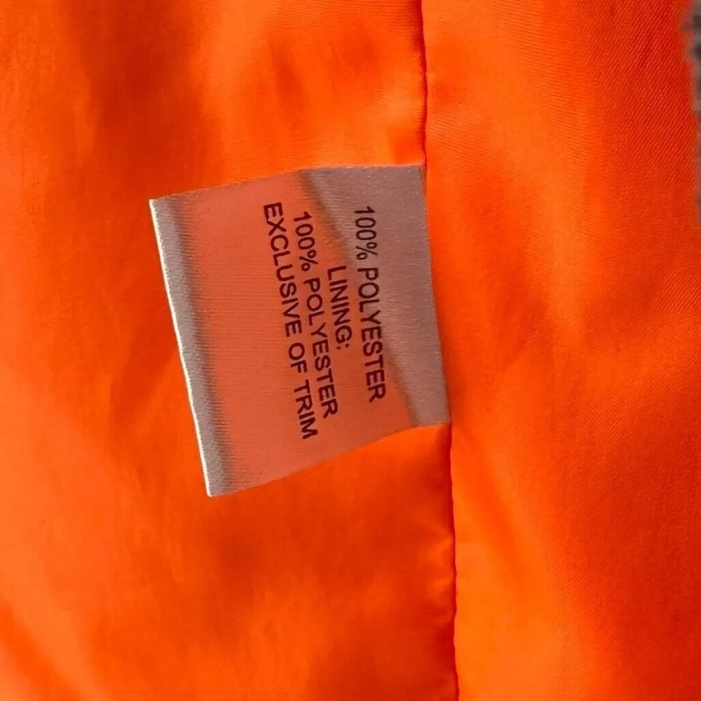 Kaufman Franco Charcoal and Orange High Low Faux Fur Jacket Size Medium Gray - Image 8