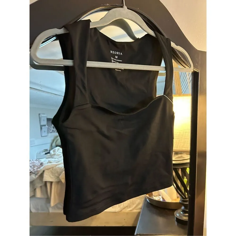 NEW Black Square Neck Crop Top Double Lined M Size M - Image 8