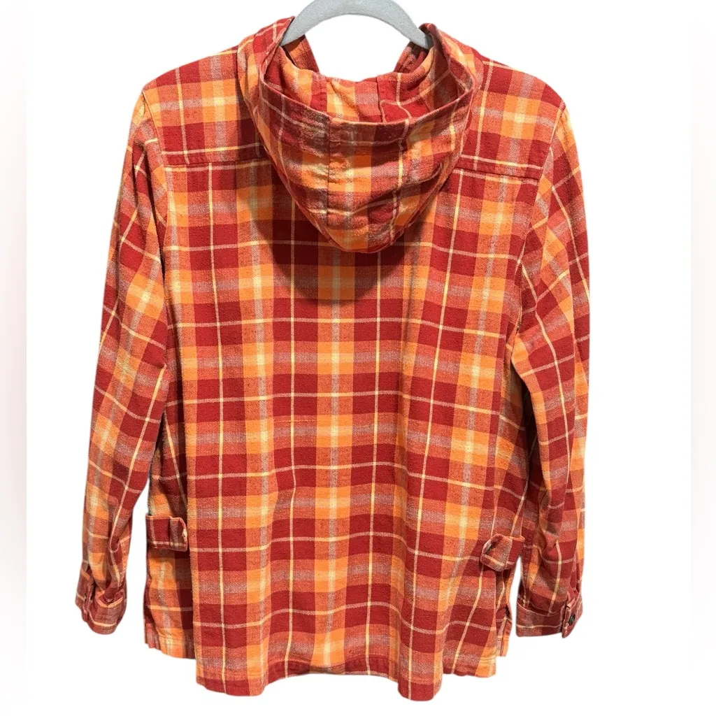 CJ BANKS Zip Front Plaid Hoodie 1X 25” P2P Red/Orange EUC Red - Image 9