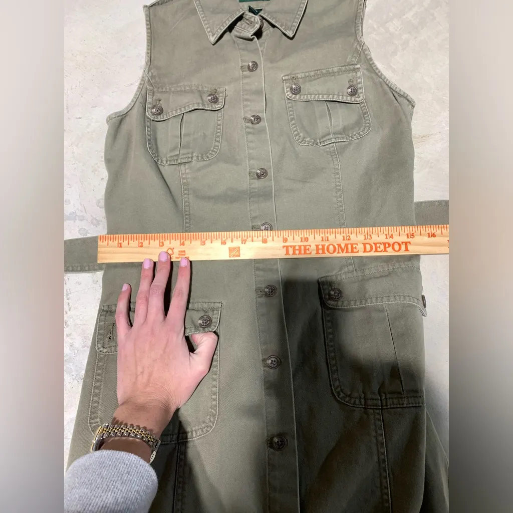 Lauren jeans company Ralph Lauren sleeveless green button up dress 6 - Image 7