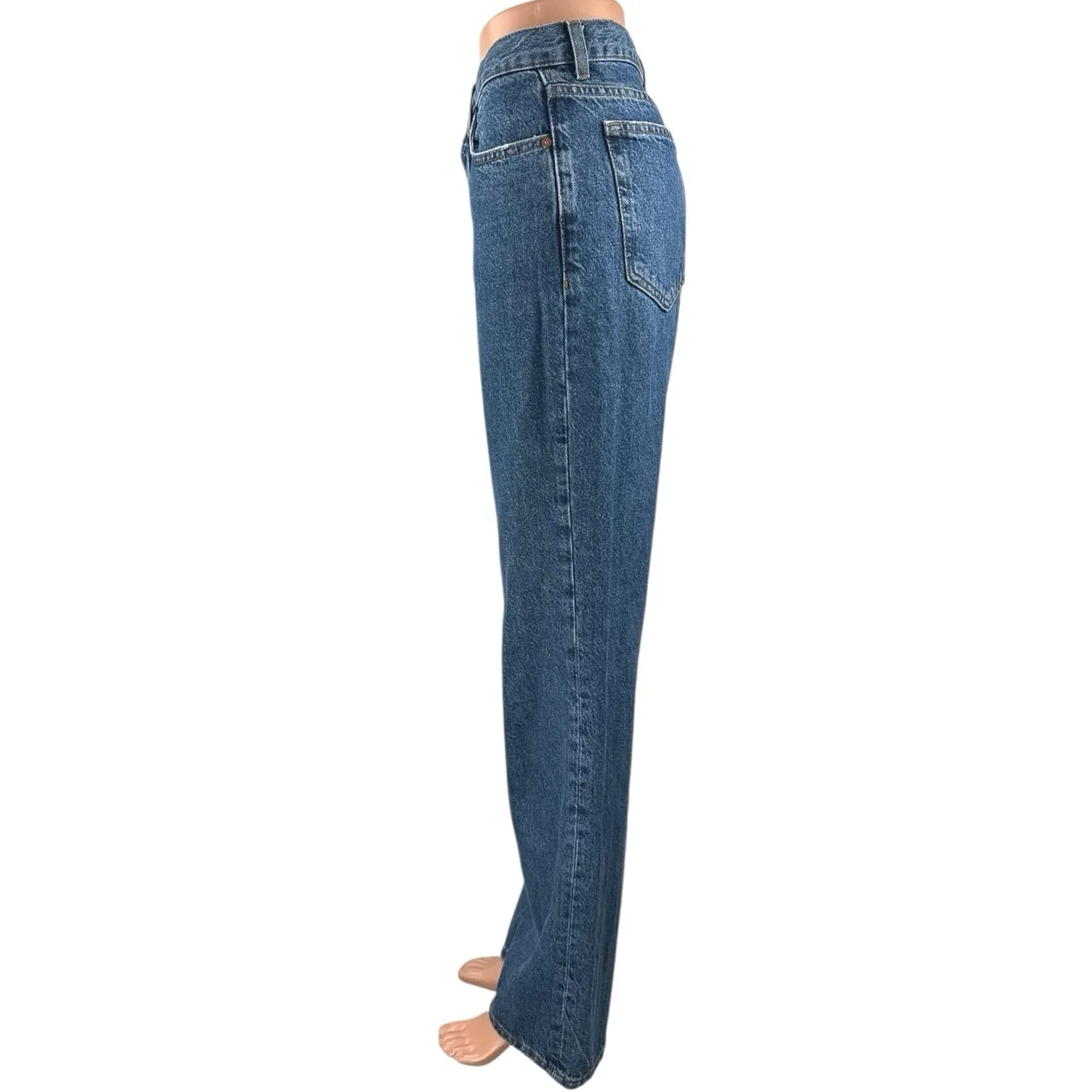 MNG Mango Women's Blue High Waisted Y2k Casual Straight Leg Denim Jeans Size 6 - Image 2