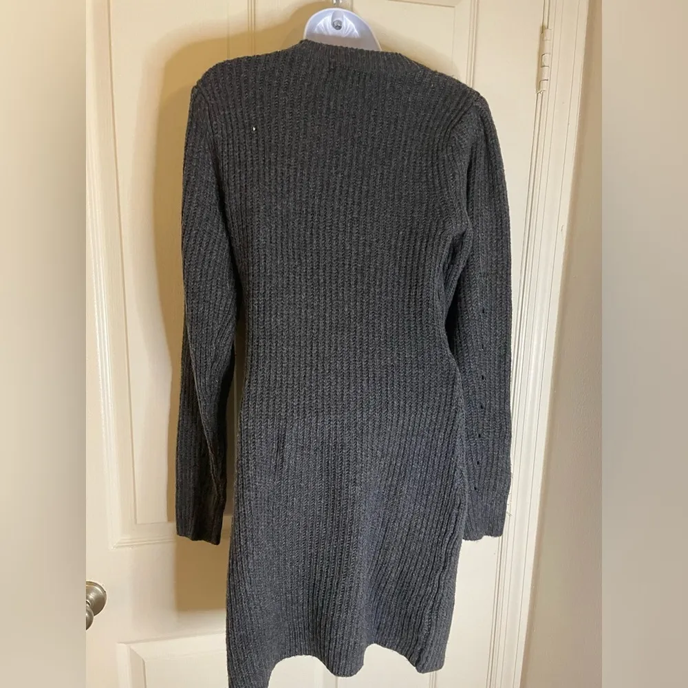 NWOT  2 Tone Charcoal Long Sleeve Ribbed Sweater Dress Size M - Image 4