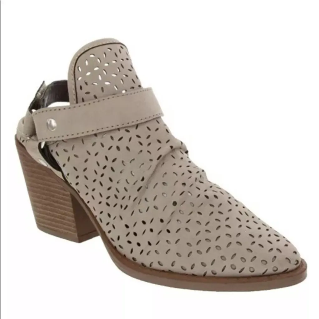 Sugar Temper Bootie Sandal Lasercut 7.5M Beige Stacked Heel Shoe Tan Size 7.5 - Image 3