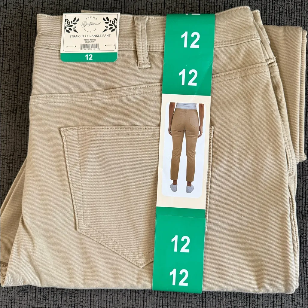 NEW Jachs Girlfriend New York Women’s Straight Leg Ankle Pant Size 12 Color Tan - Image 3