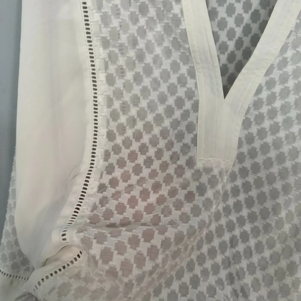 Chico's White Sheer Long Sleeve Top Women's Size Large / 12 Chico's Size 2 - Image 6