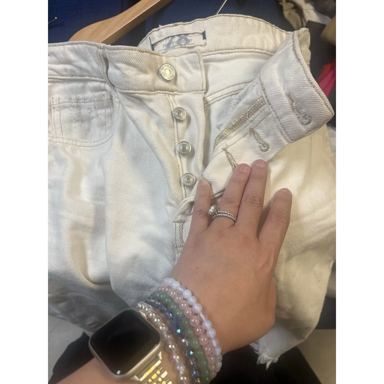 Free People x We The Free‎ Maggie Straight Jeans Size 28 Cream Button Fly - Image 5