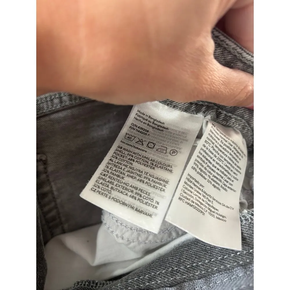 H&M Divided Womens Acid Wash Jean Shorts Size 8 Gray Raw Hem High Rise Festival - Image 4