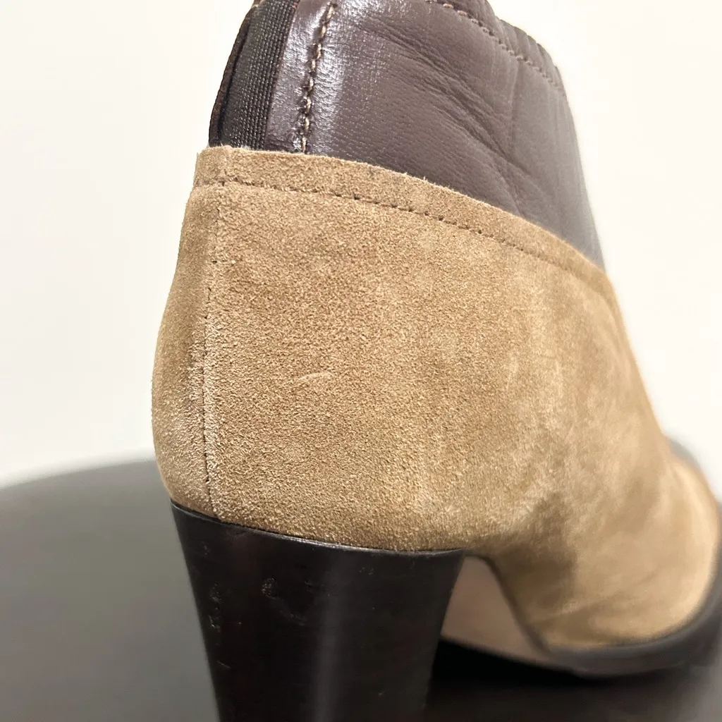 Dana Davis Tan Brown Suede Leather Ella Ankle Boot Pull On Heel 7.5 B *No Box* - Image 9