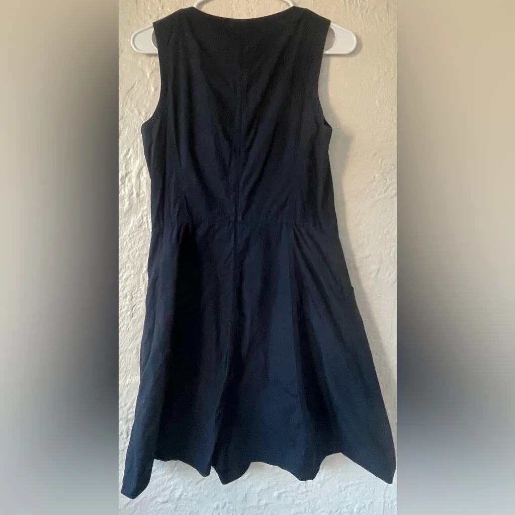 Theory Bonza Cotton Poplin Full Zip Front Knee Length Dress Navy Size 6 - Image 6