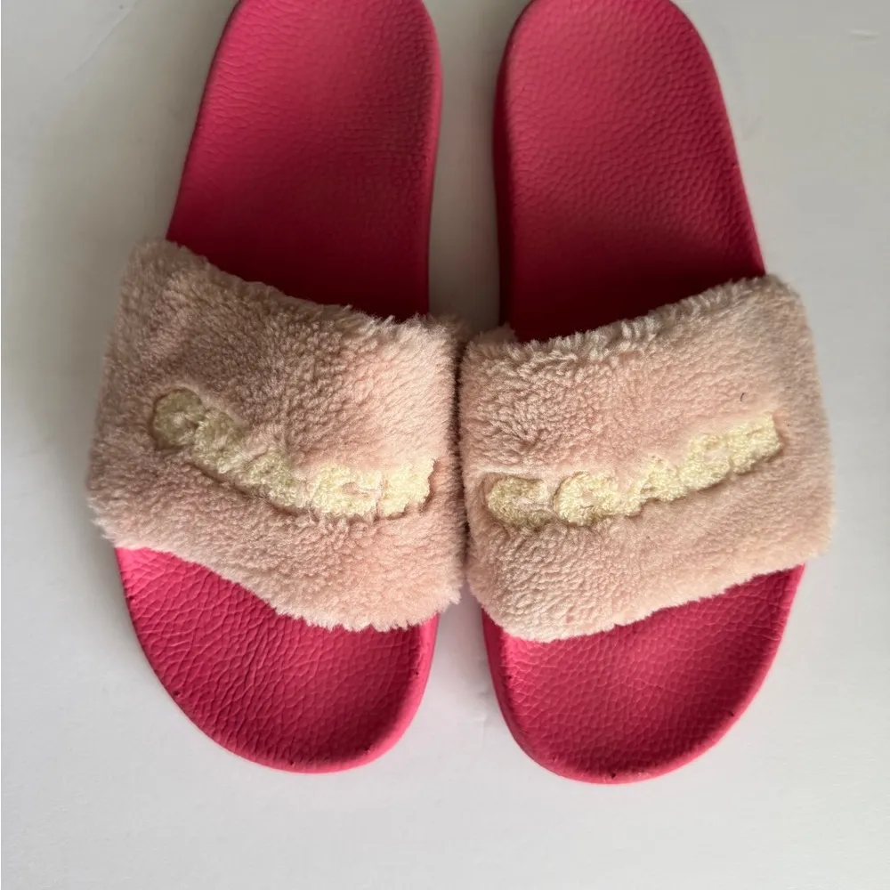 Coach Pink  Fuzzy Slides - Image 2