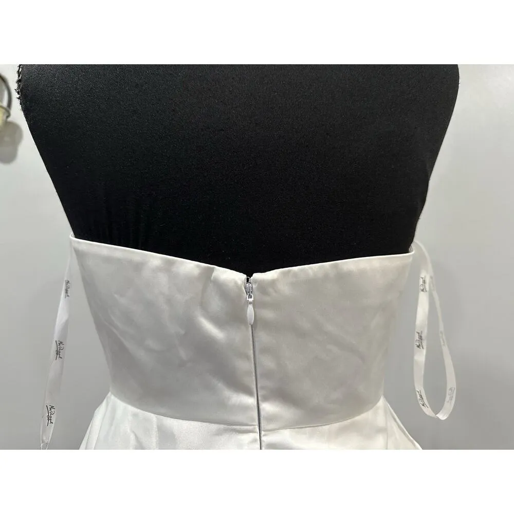 Mac Duggal 21075 White Strapless Satin Midi Dress With Flower Print Sz 4 NEW - Image 11