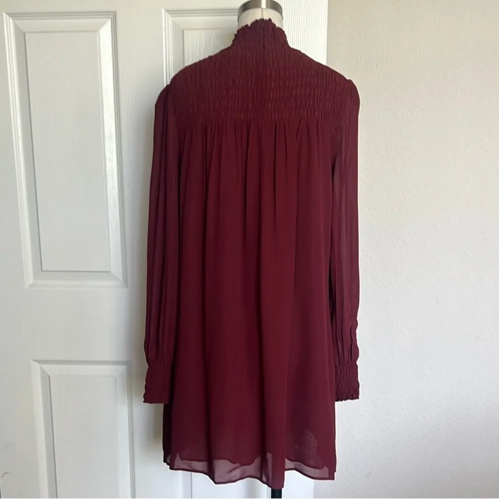 Reformation Brandi Mini Burgundy Long Sleeve  Dress - Image 8