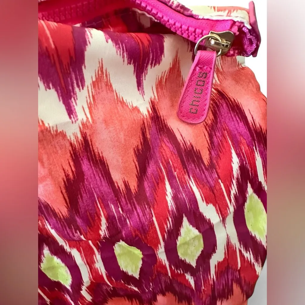 Chico's Be Bold Packable Zipper Tote Bag in a bright ikat print Large Retail $69 - Image 8