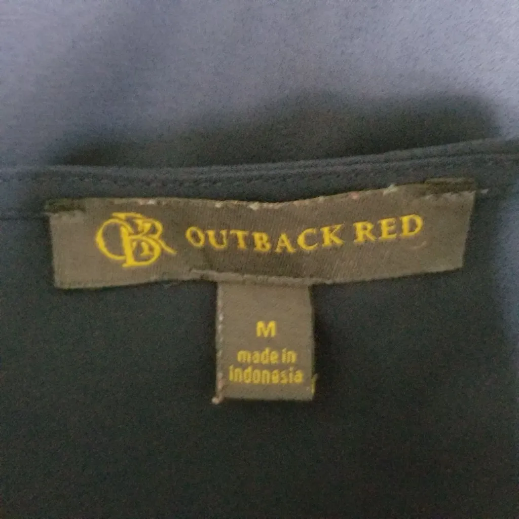 Outback Red Womens Sleeveless Striped Navy/Black Blouse With Tie Detail Size M - Image 3