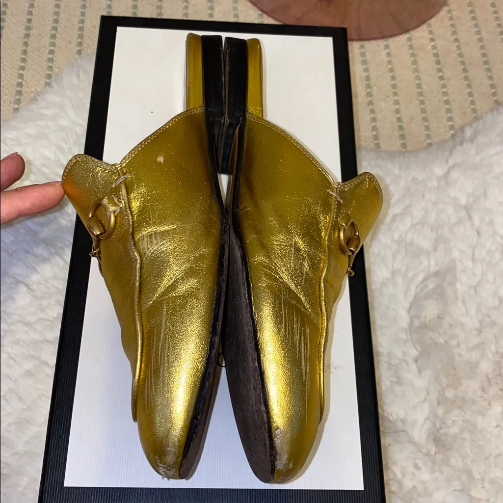 Gucci Gold Leather Women's Mules with Horsebit - Image 5