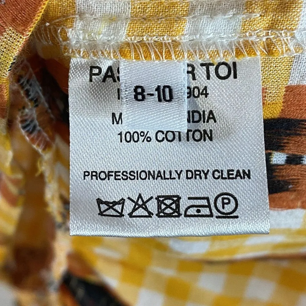 Dodo Bar Or Elena Combo Dress Embroidered Yellow Gingham Check‎ Cotton Size 8 - Image 8